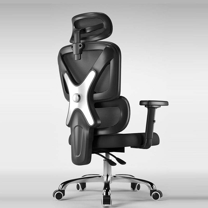 Modern Mesh Nylon Steel Liftable Desk Chair — Latex / Without Footrest / Steel - Black