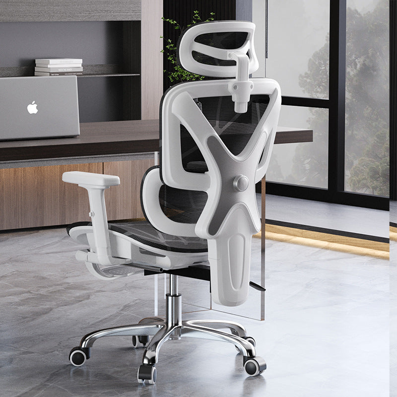 Modern Mesh Nylon Steel Liftable Desk Chair — Latex / Without Footrest / Nylon - White