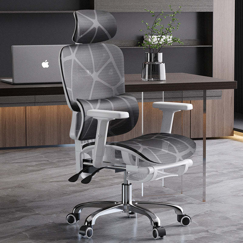 Modern Mesh Nylon Steel Liftable Desk Chair — Latex / Without Footrest / Nylon - Black