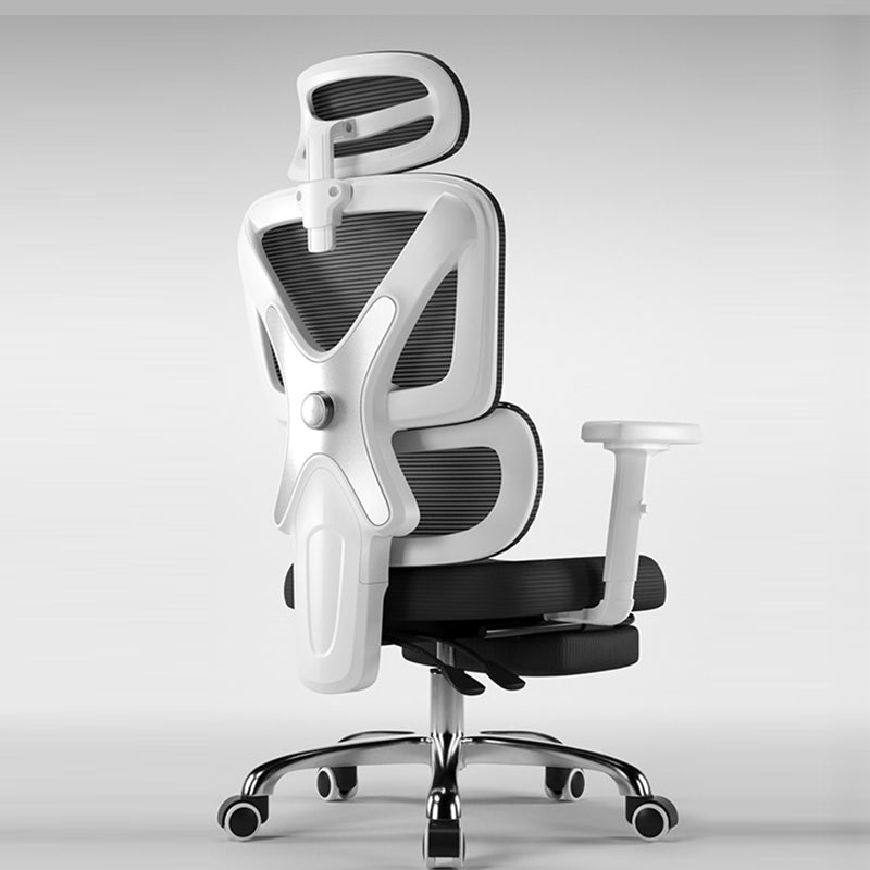 Modern Mesh Nylon Steel Liftable Desk Chair — Waterline Special Mesh / Without Footrest / Nylon - White