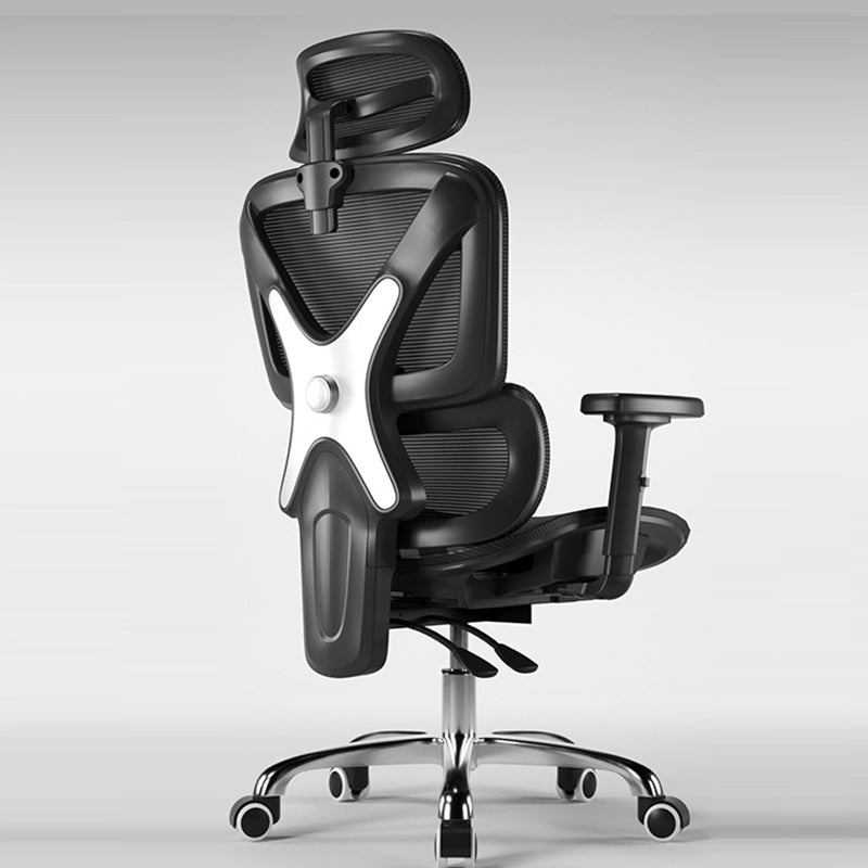 Modern Mesh Nylon Steel Liftable Desk Chair — Waterline Special Mesh / Without Footrest / Steel - Black
