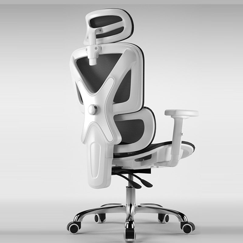 Modern Mesh Nylon Steel Liftable Desk Chair — Waterline Special Mesh / Without Footrest / Steel - White