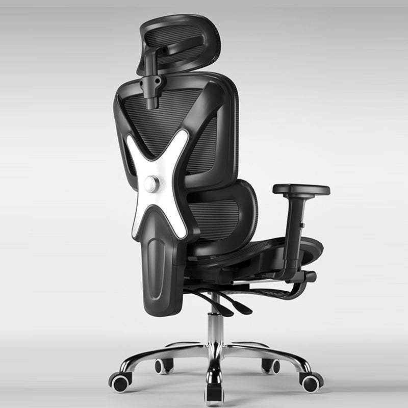 Modern Mesh Nylon Steel Liftable Desk Chair — Waterline Special Mesh / With Footrest / Nylon - Black