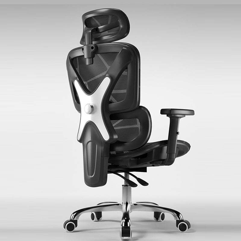 Modern Mesh Nylon Steel Liftable Desk Chair — Waterline Special Mesh / With Footrest / Nylon - White