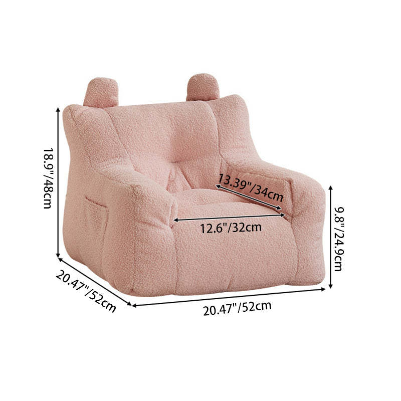 Kids Cute-Ear Lambswool Fabric EPS Sofa with Storage Pocket