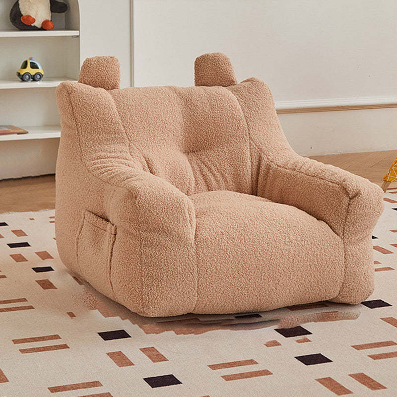 Kids Cute-Ear Lambswool Fabric EPS Sofa with Storage Pocket