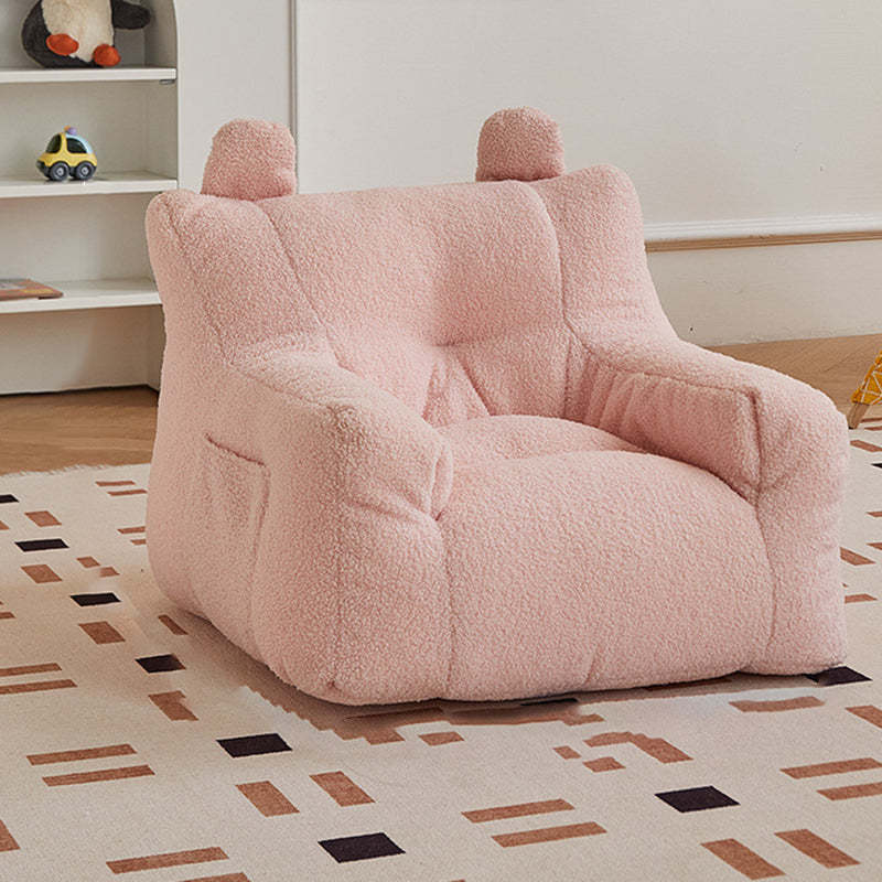 Kids Cute-Ear Lambswool Fabric EPS Sofa with Storage Pocket
