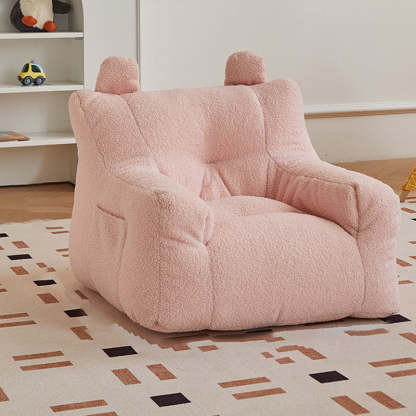 Kids Cute-Ear Lambswool Fabric EPS Sofa with Storage Pocket