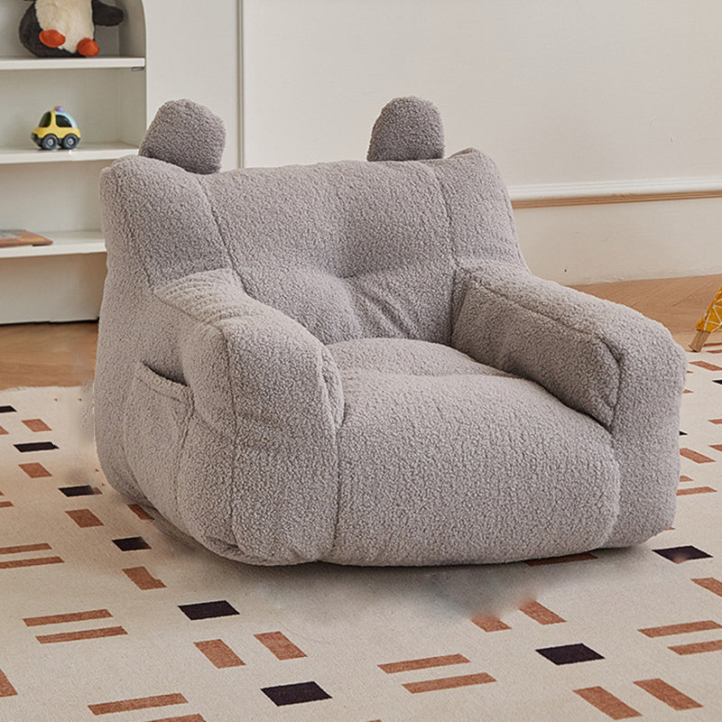 Kids Cute-Ear Lambswool Fabric EPS Sofa with Storage Pocket