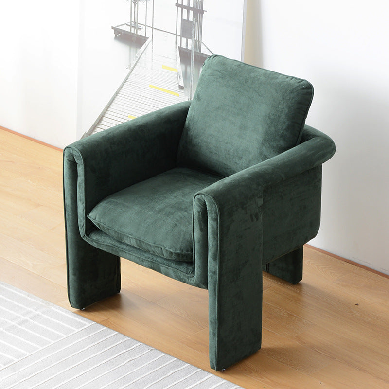 Scandinavian M-Shape Velvet Wood Accent Chair
