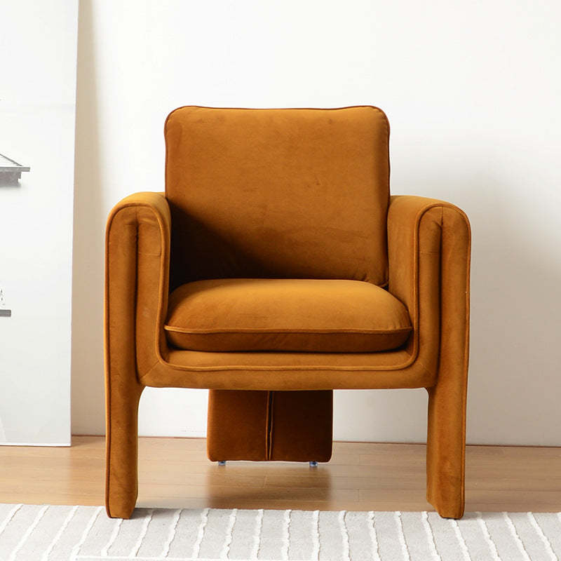 Scandinavian M-Shape Velvet Wood Accent Chair — Brown