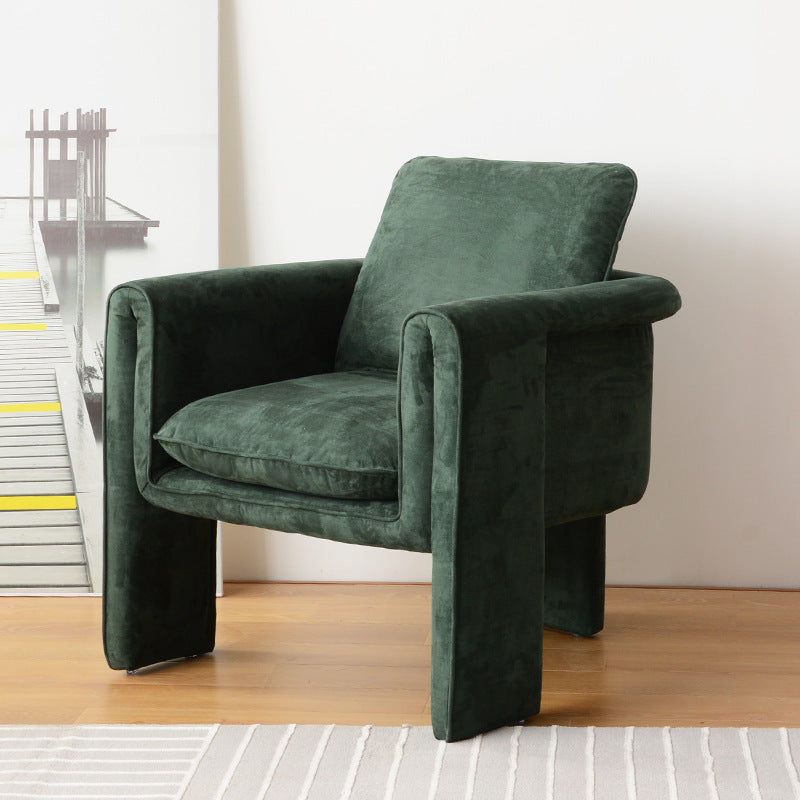 Scandinavian M-Shape Velvet Wood Accent Chair