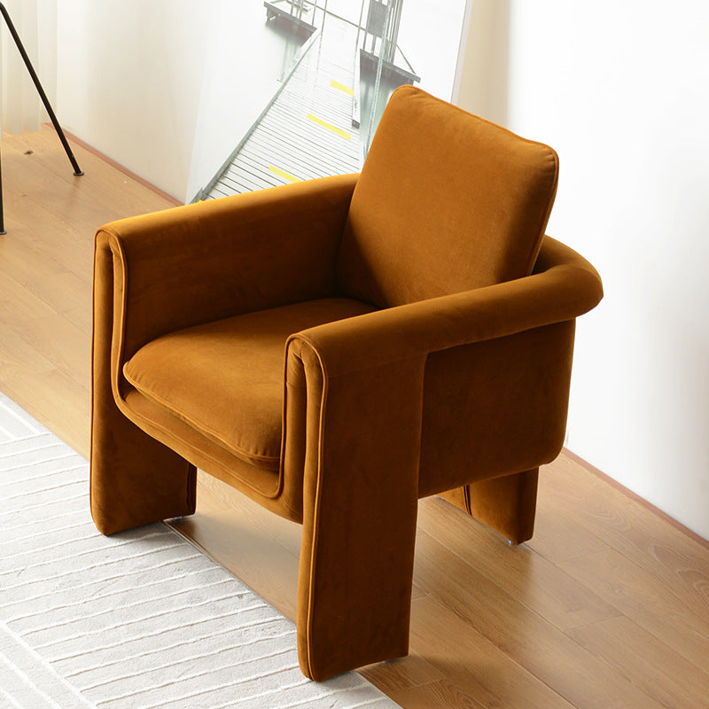 Scandinavian M-Shape Velvet Wood Accent Chair
