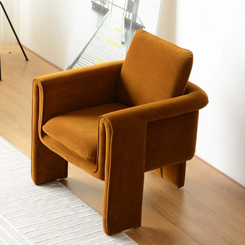 Scandinavian M-Shape Velvet Wood Accent Chair
