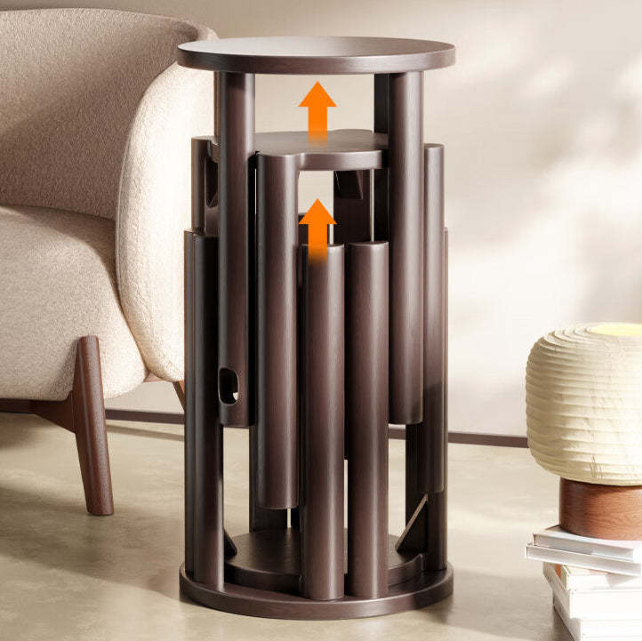 Chinese Rubberwood Round Stackable Low Stool