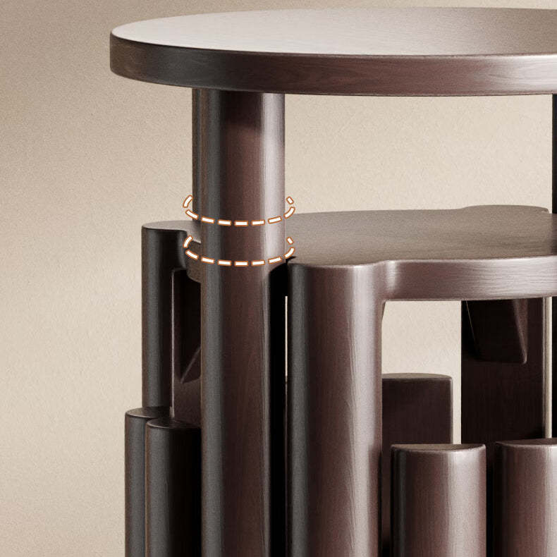 Chinese Rubberwood Round Stackable Low Stool