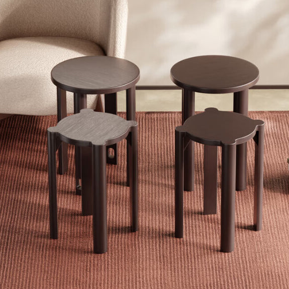Chinese Rubberwood Round Stackable Low Stool