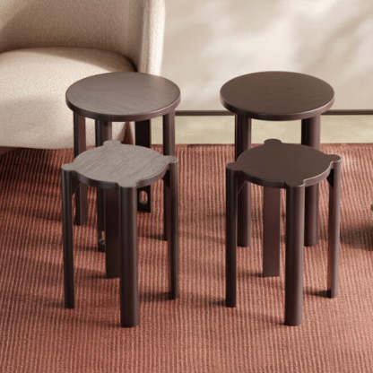 Chinese Rubberwood Round Stackable Low Stool