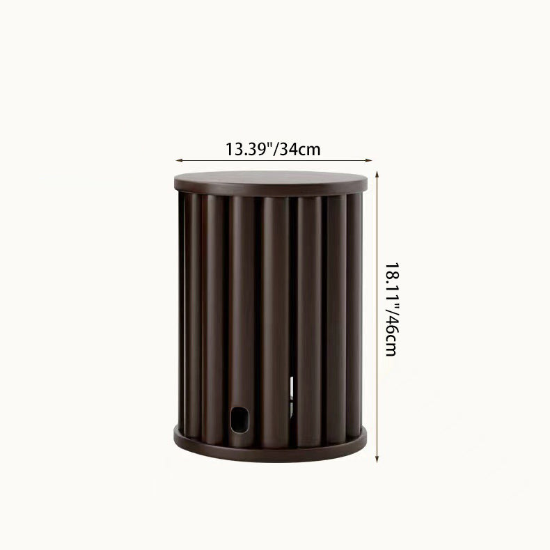 Chinese Rubberwood Round Stackable Low Stool — Flat Leg / Black