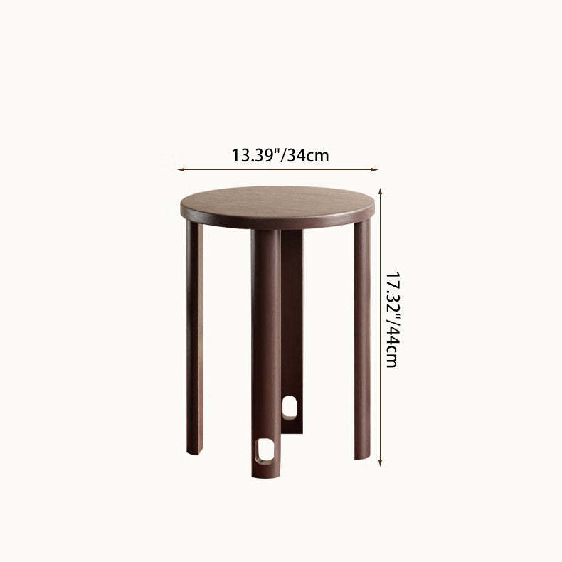 Chinese Rubberwood Round Stackable Low Stool — Flat Leg / Wood Color