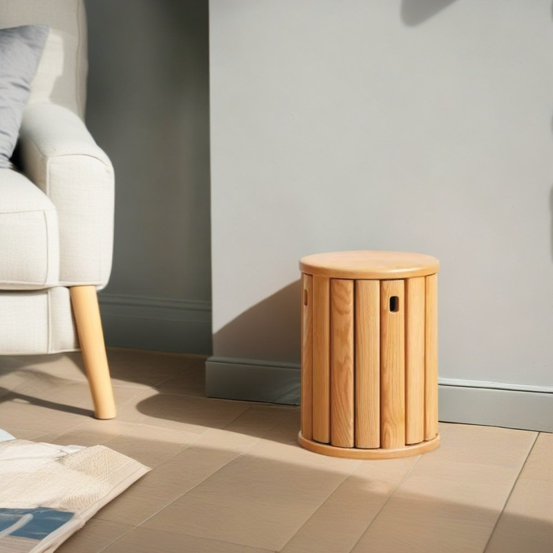 Chinese Rubberwood Round Stackable Low Stool