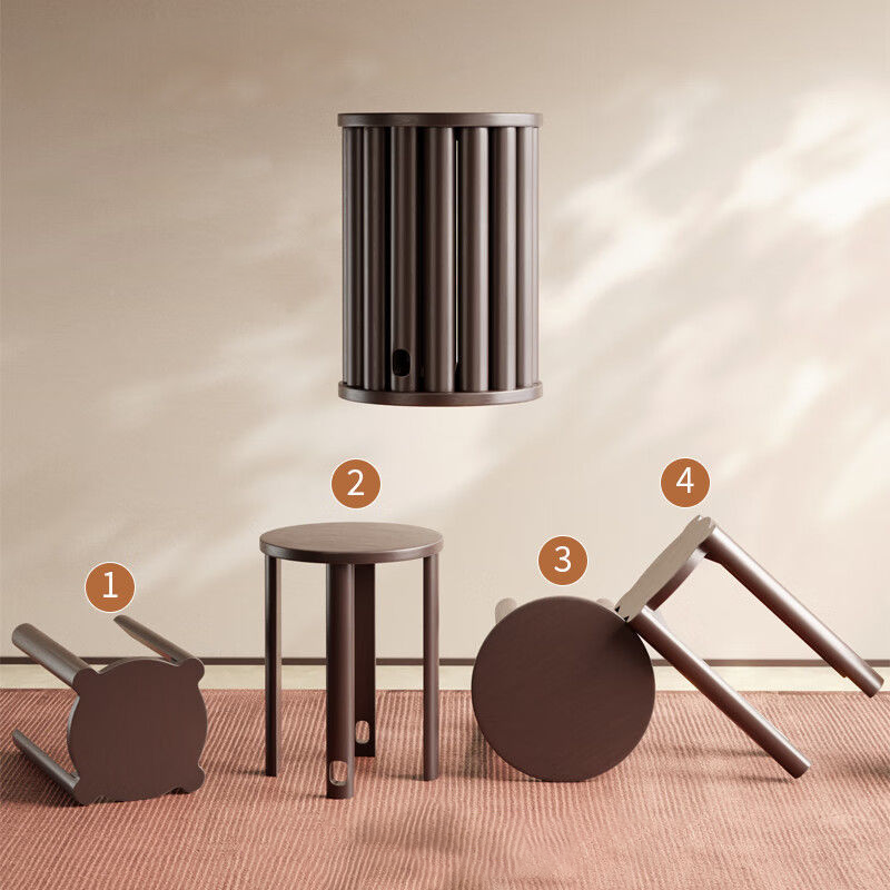 Chinese Rubberwood Round Stackable Low Stool
