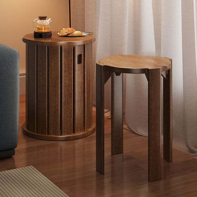 Chinese Rubberwood Round Stackable Low Stool