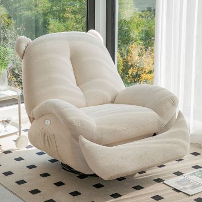 Nordic Bear Leather Dutch Fleece Rocking Chair — Manually / Leather - Gray