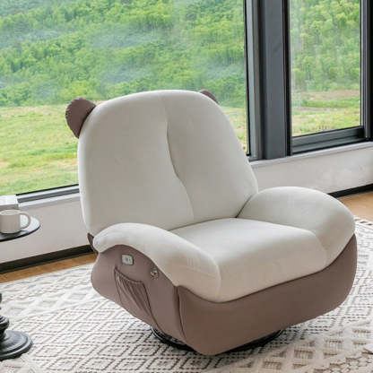 Nordic Bear Leather Dutch Fleece Rocking Chair — Manually / Leather - Black