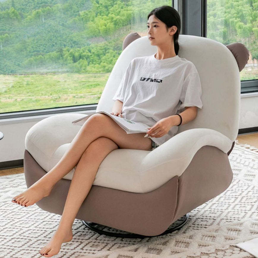 Nordic Bear Leather Dutch Fleece Rocking Chair — Motorized + USB / Leather - Green