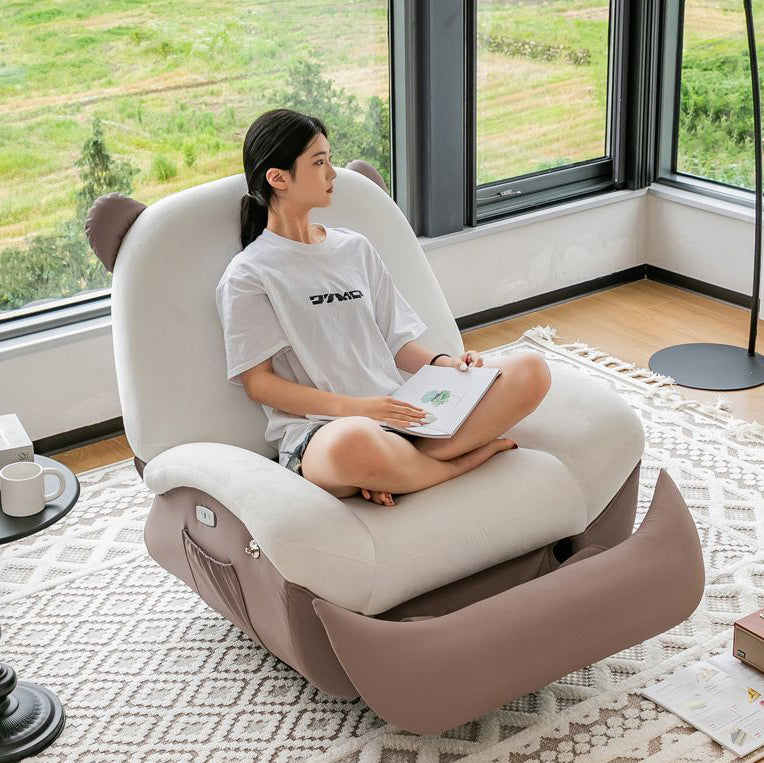 Nordic Bear Leather Dutch Fleece Rocking Chair — Motorized + USB / Leather - Black