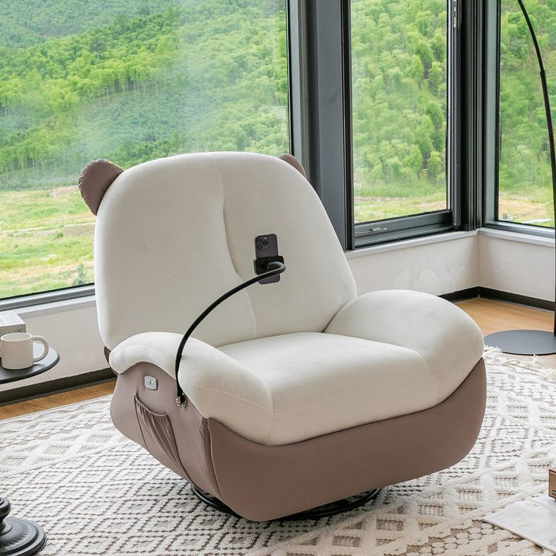 Nordic Bear Leather Dutch Fleece Rocking Chair — Manually / Leather+Dutch Fleece - Purple + White