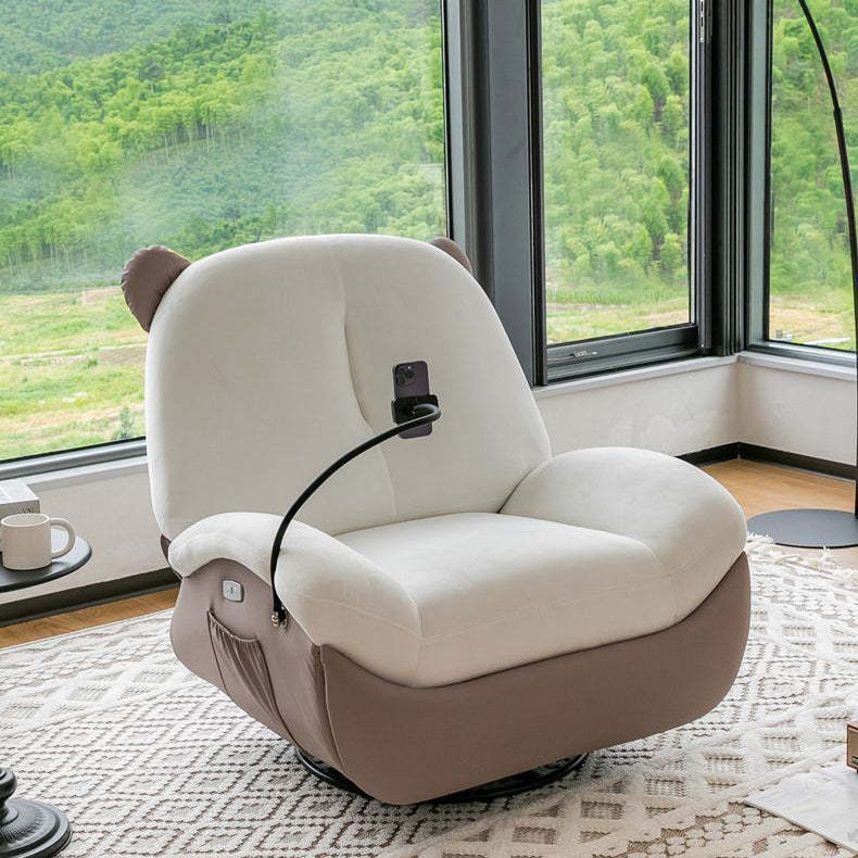 Nordic Bear Leather Dutch Fleece Rocking Chair — Manually / Leather+Dutch Fleece - Purple + White