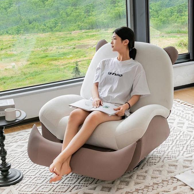 Nordic Bear Leather Dutch Fleece Rocking Chair — Motorized + USB / Velvet - Pink