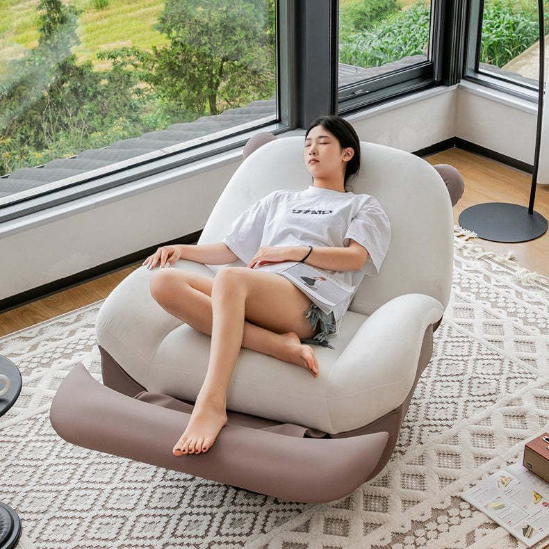 Nordic Bear Leather Dutch Fleece Rocking Chair — Motorized + USB / Velvet - White