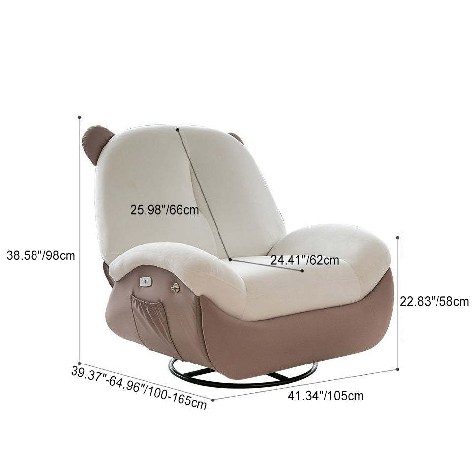 Nordic Bear Leather Dutch Fleece Rocking Chair — Manually / Velvet - Pink