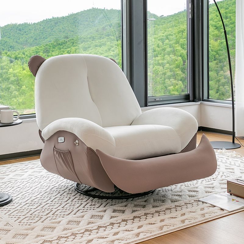 Lighom bear fleece leather recliner for living room — Manually / Leather & Dutch Fleece - Purple & White