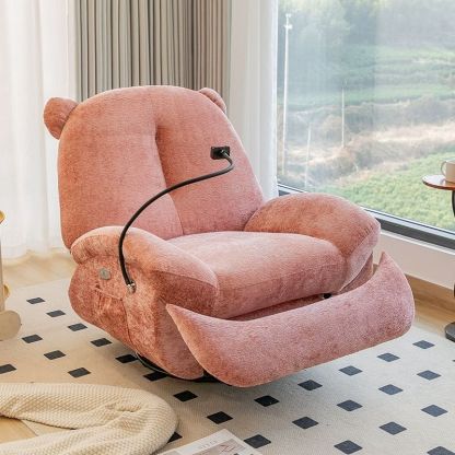 Nordic Bear Leather Dutch Fleece Rocking Chair — Manually / Leather - Orange