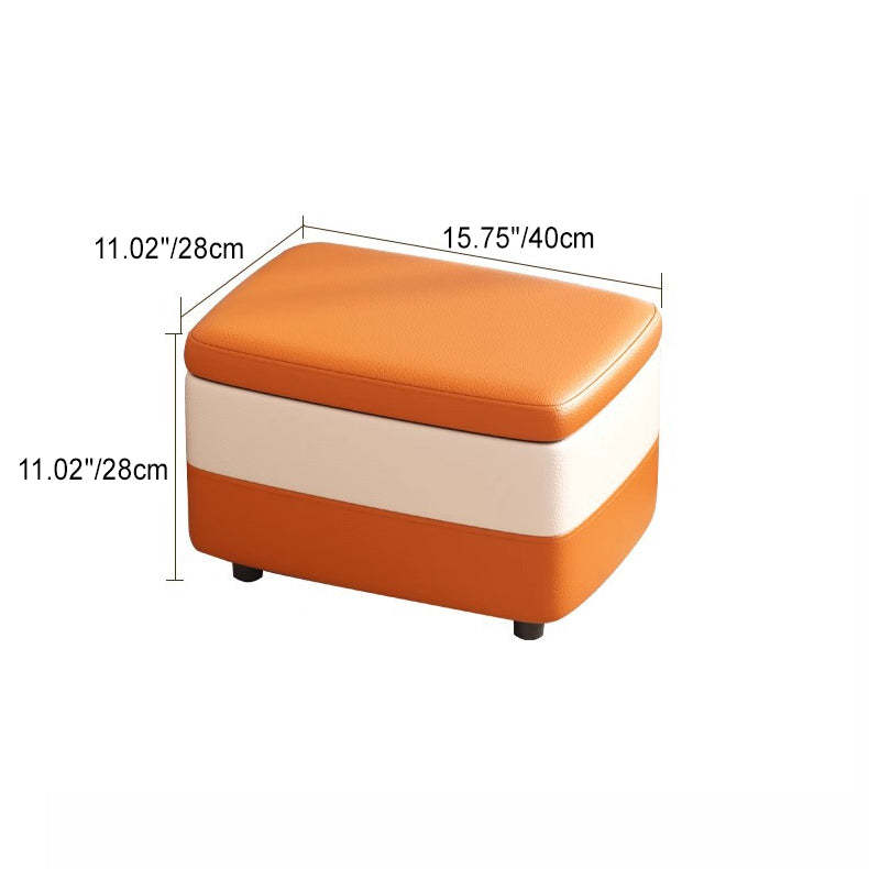 Modern Leather Wood Stackable Storage Footstool