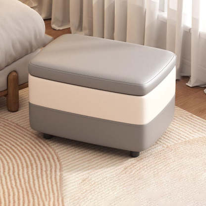 Modern Leather Wood Stackable Storage Footstool