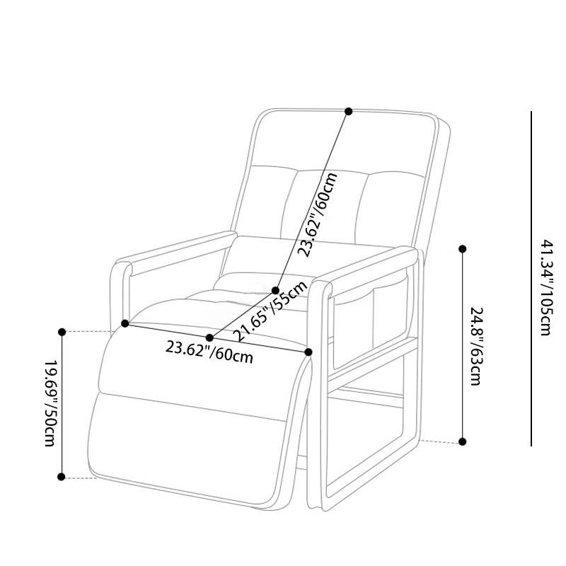 Modern Fabric Metal Foldable Accent Chair — With Footrest / Orange