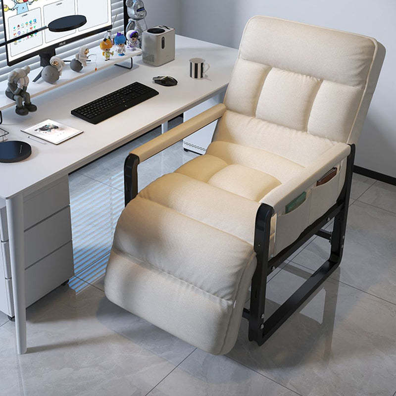 Modern Fabric Metal Foldable Accent Chair — Without Footrest / White