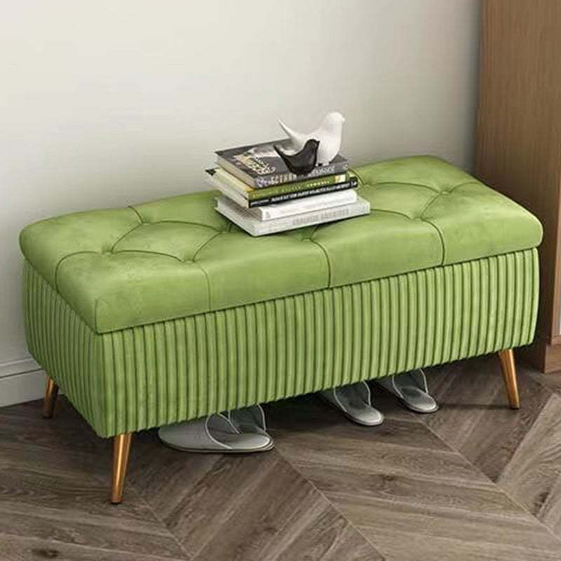 Modern Flannel Wood Striped Storage Bench — Dark Gray