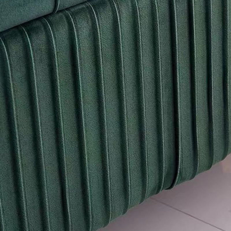 Modern Flannel Wood Striped Storage Bench — Avocado Green