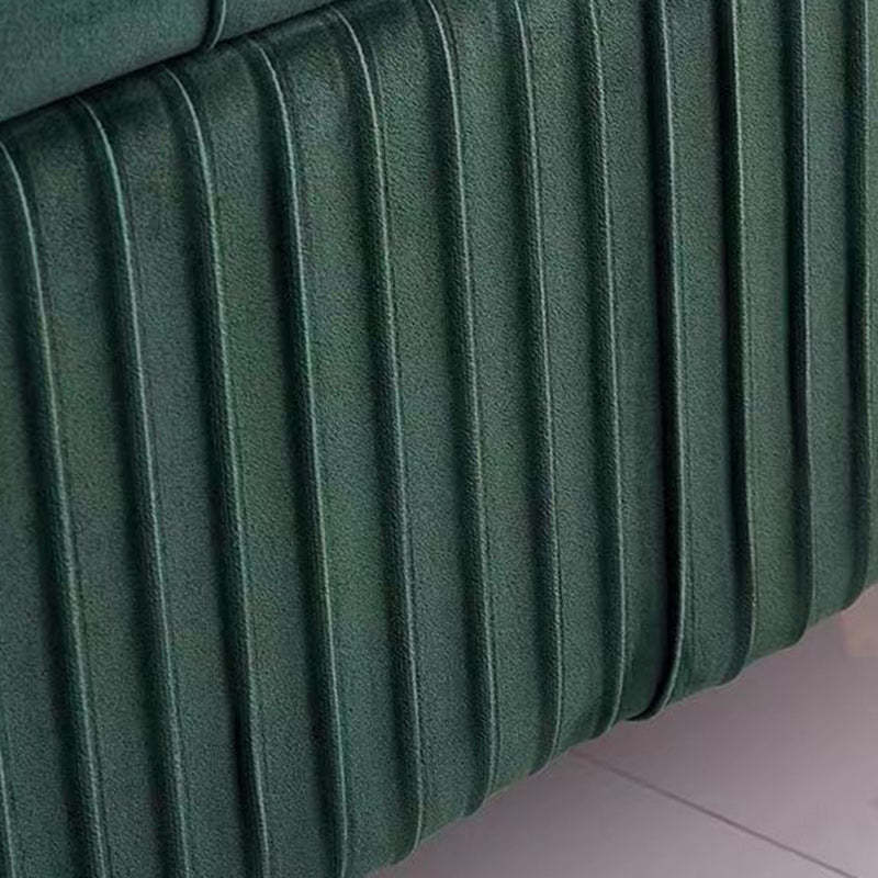 Modern Flannel Wood Striped Storage Bench — Avocado Green
