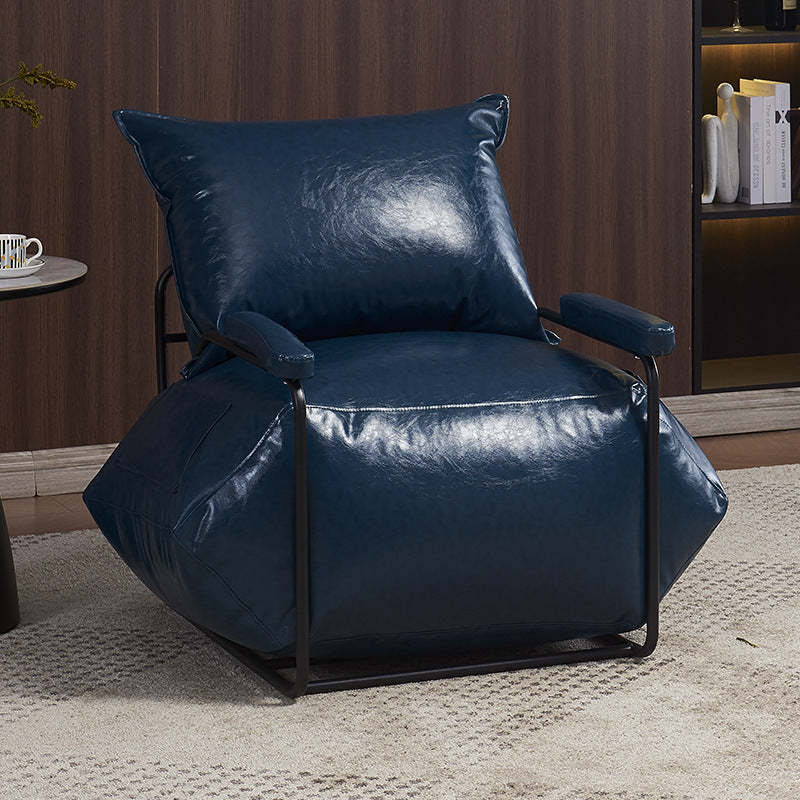 Retro Leather Steel EPP Accent Chair — Khaki