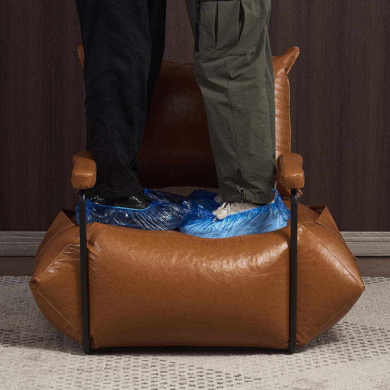 Retro Leather Steel EPP Accent Chair