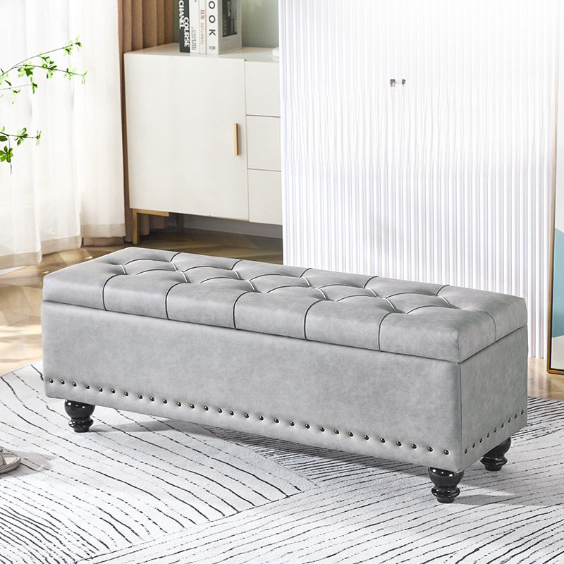 Scandinavian Fabric Wood Storage Bench — Pink