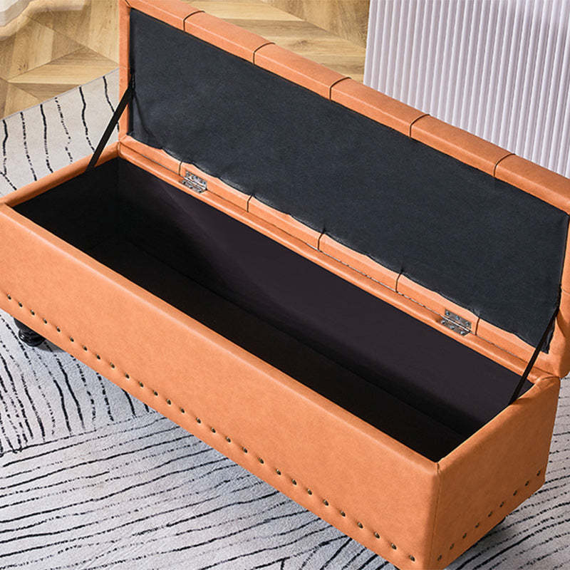 Scandinavian Fabric Wood Storage Bench — Dark Green