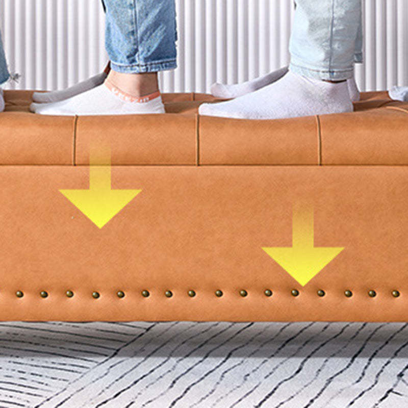 Scandinavian Fabric Wood Storage Bench — Orange